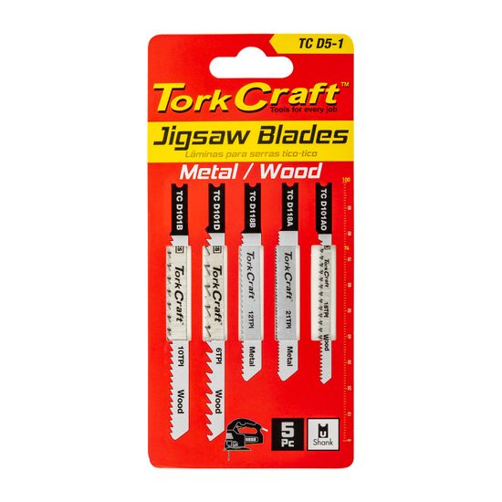 U-shank Jigsaw Blades 5 Piece Assorted
